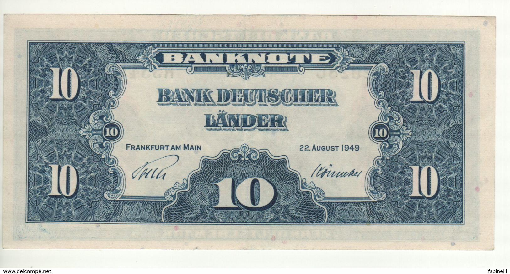 GERMANY  10 Deutche Marks   P16a   ( Dated 1949   Bank Deutscher Länder )  XF++ - 10 Deutsche Mark