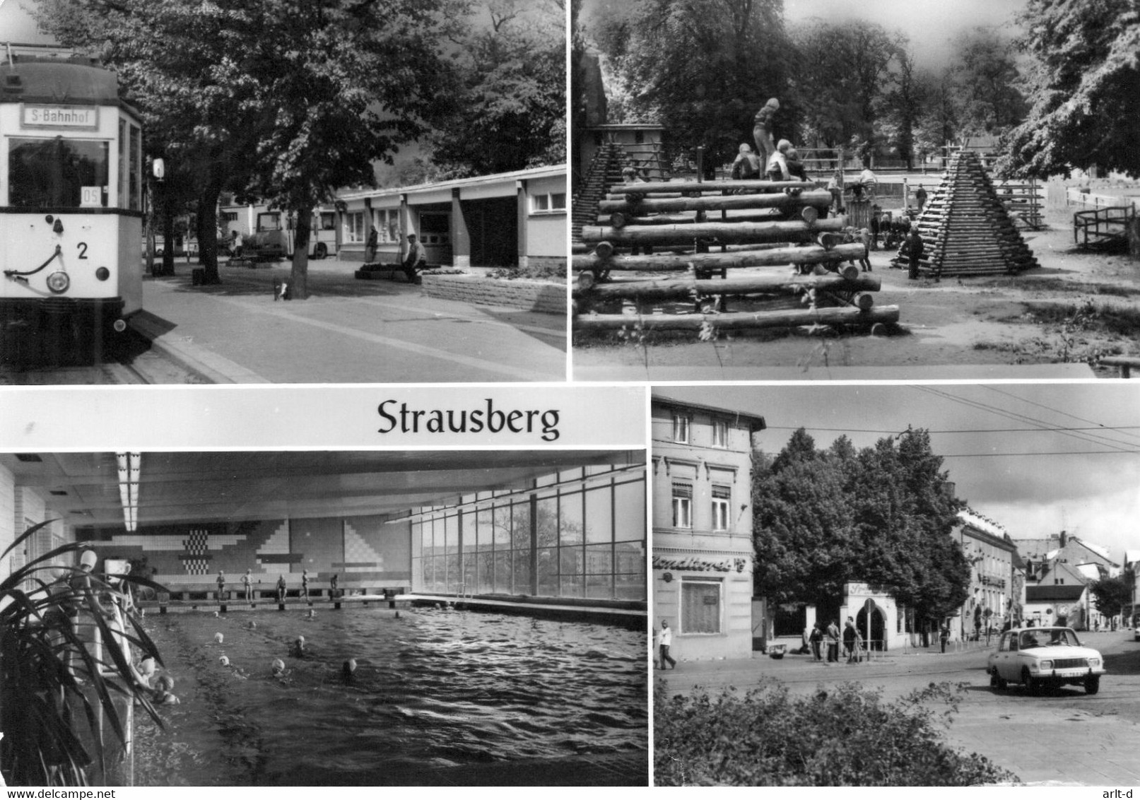 DC2686 - Ak Strausberg Kinderspielplatz Fichtelstraße Haltestelle Lustgarten Große Straße Haus Der NVA Klub Am See U.a. - Strausberg