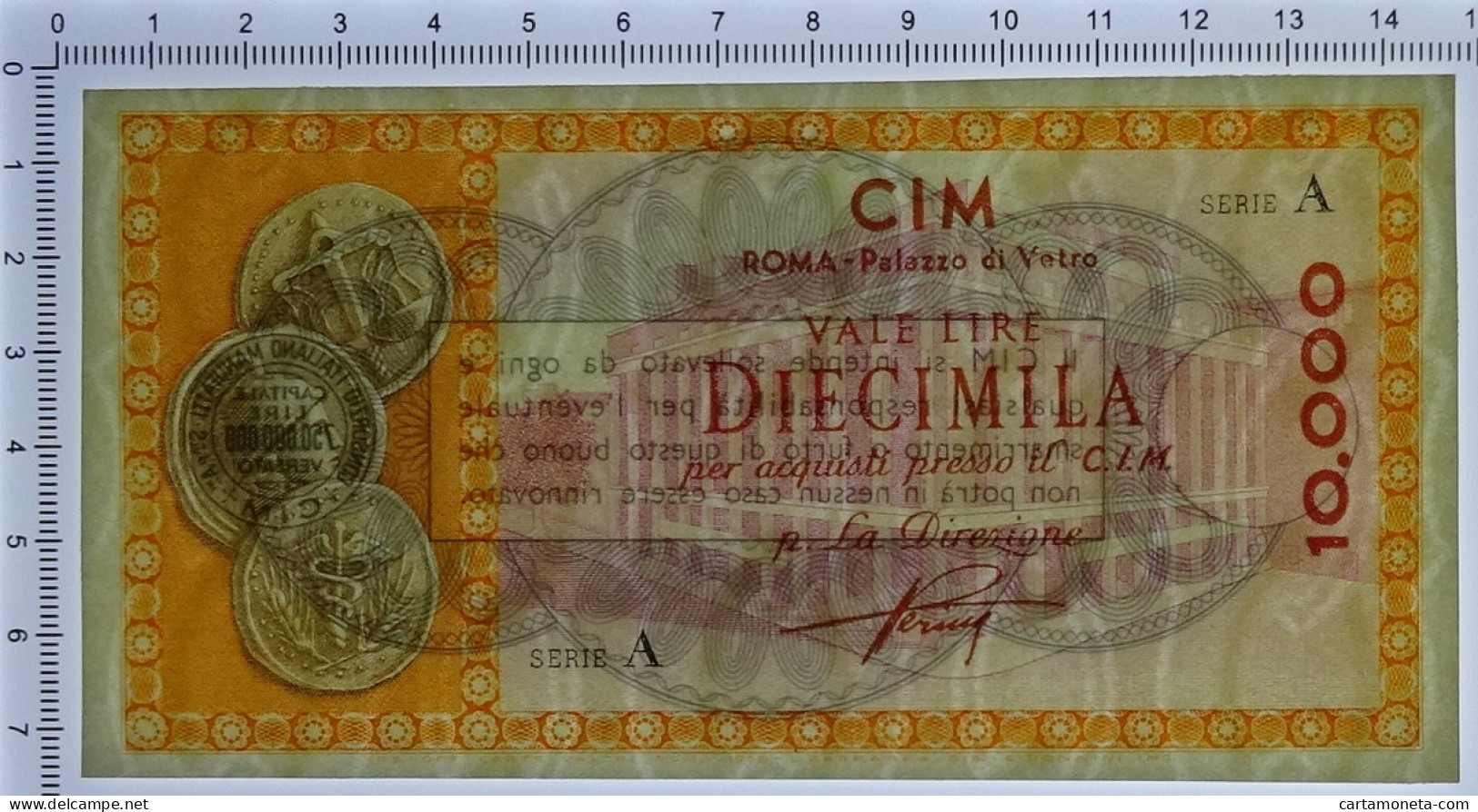 10000 LIRE CONSORZIO ITALIANO MANUFATTI CIM ROMA PALAZZO DI VETRO 1958 FDS-/FDS - [ 7] Fautés & Variétés