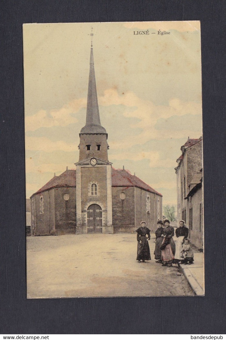 Vente Immediate Ligne (44) Eglise ( Place Animée Colorisée Satinée 45193) - Ligné