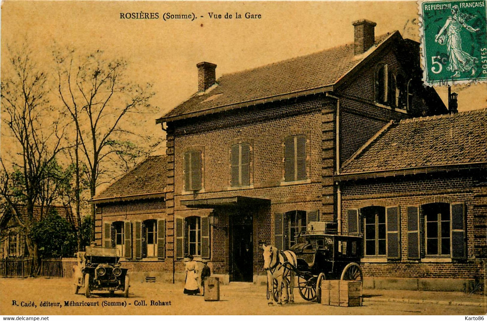 Rosières * Vue De La Gare * Automobile Voiture Ancienne * Attelage - Rosieres En Santerre