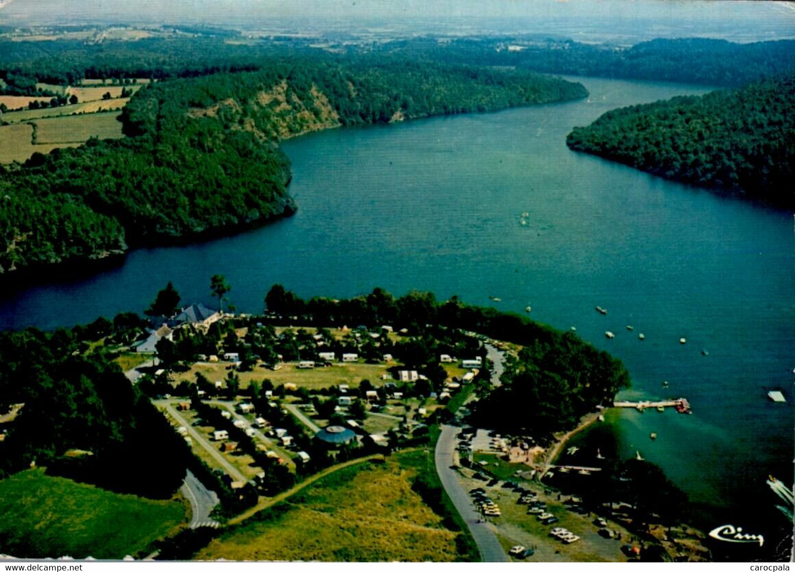 Carte 1970 CAUREL / VUE AERIENNE LAC DE GUERLEDAN ET POINTE DE BEAURIVAGE - Caurel