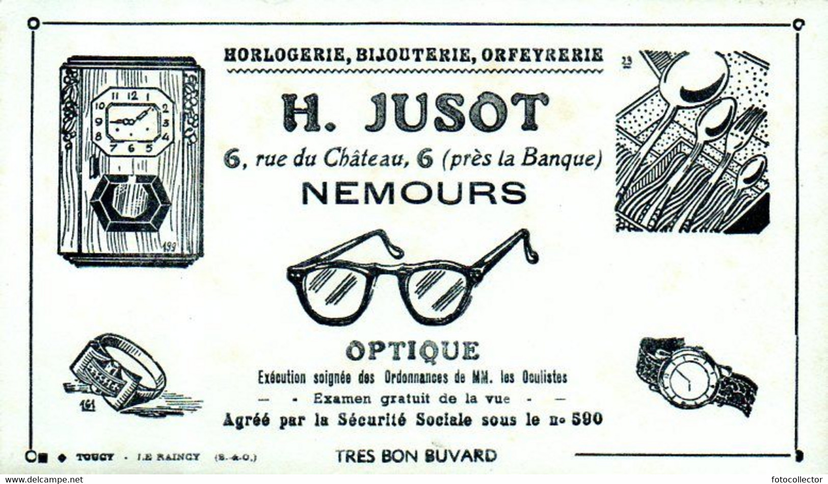 Buvard Optique Jusot 6 R Château Nemours (77) - O