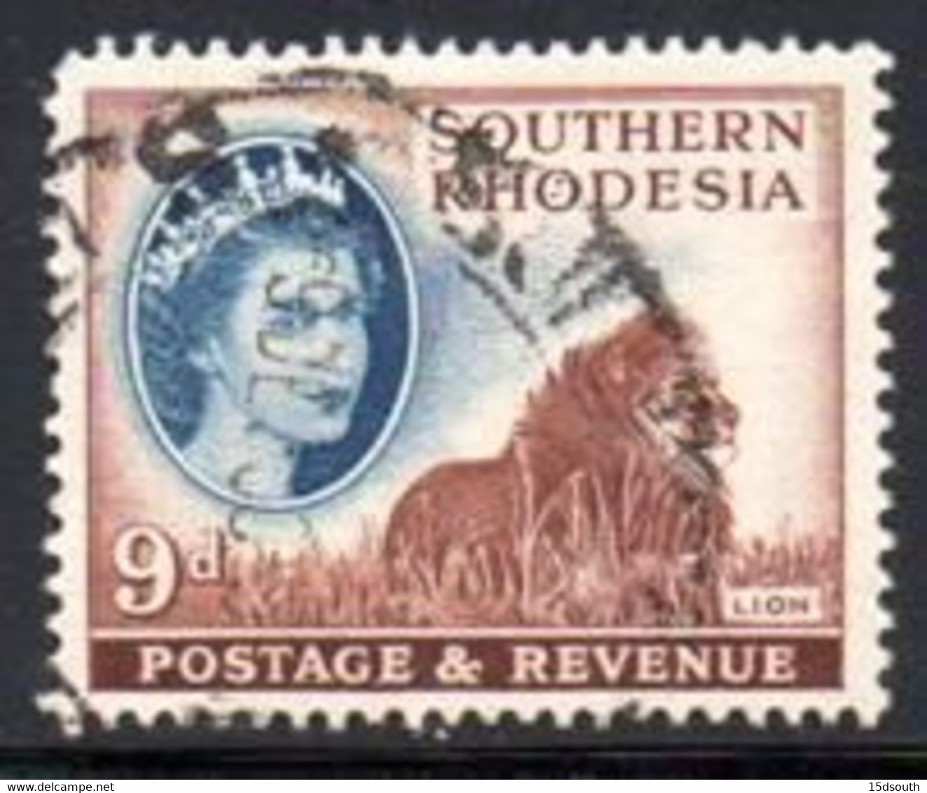 Southern Rhodesia - 1953 9d Lion (o) # SG 85 - Roofkatten