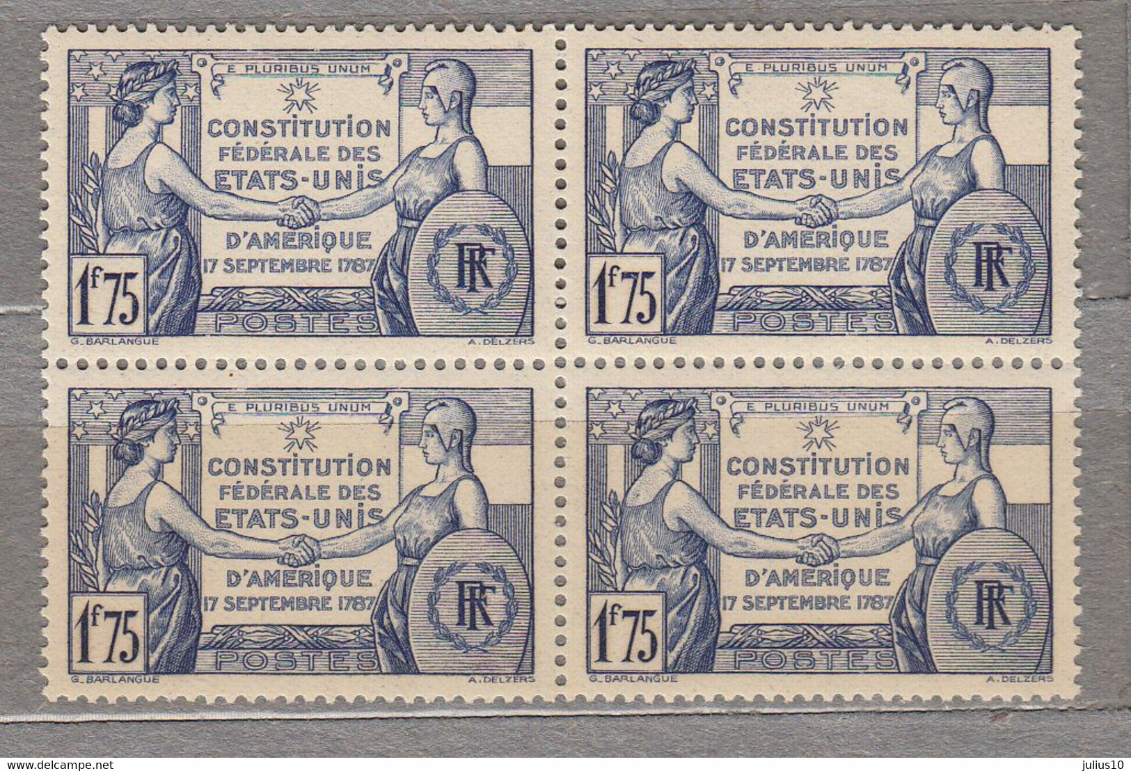 FRANCE 1937 Constitution Bloc De 4 Yv 357 Mi 362 MNH Neuf (**) #17131 - Ongebruikt