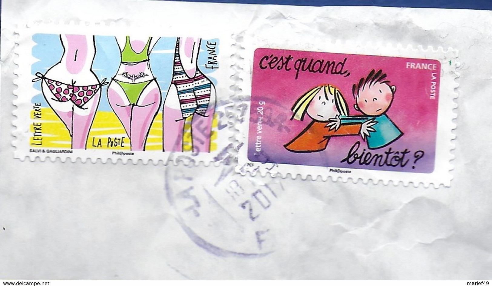 FRANCE 2014-2016 SOUS LE SOLEIL ET C'EST QUAND BIENTÔT, SÉRIE 2 TIMBRES OBLITÉRÉS SUR FRAGMENT - Altri & Non Classificati