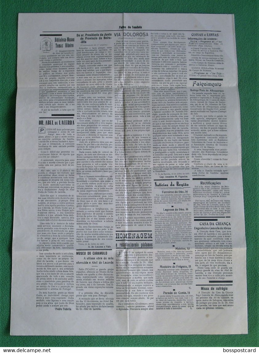 Tondela - Jornal Folha De Tondela Nº 1699 De 1957 - Imprensa. Viseu. Portugal. - Algemene Informatie