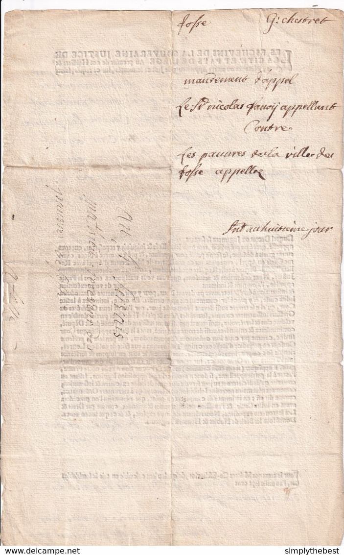 DDY 437 -- Document Imprimé De Justice Du Pays De LIEGE En 1737 - Appel De Nicolas Lanoy Contre Les Pauvres De FOSSE - 1714-1794 (Oostenrijkse Nederlanden)