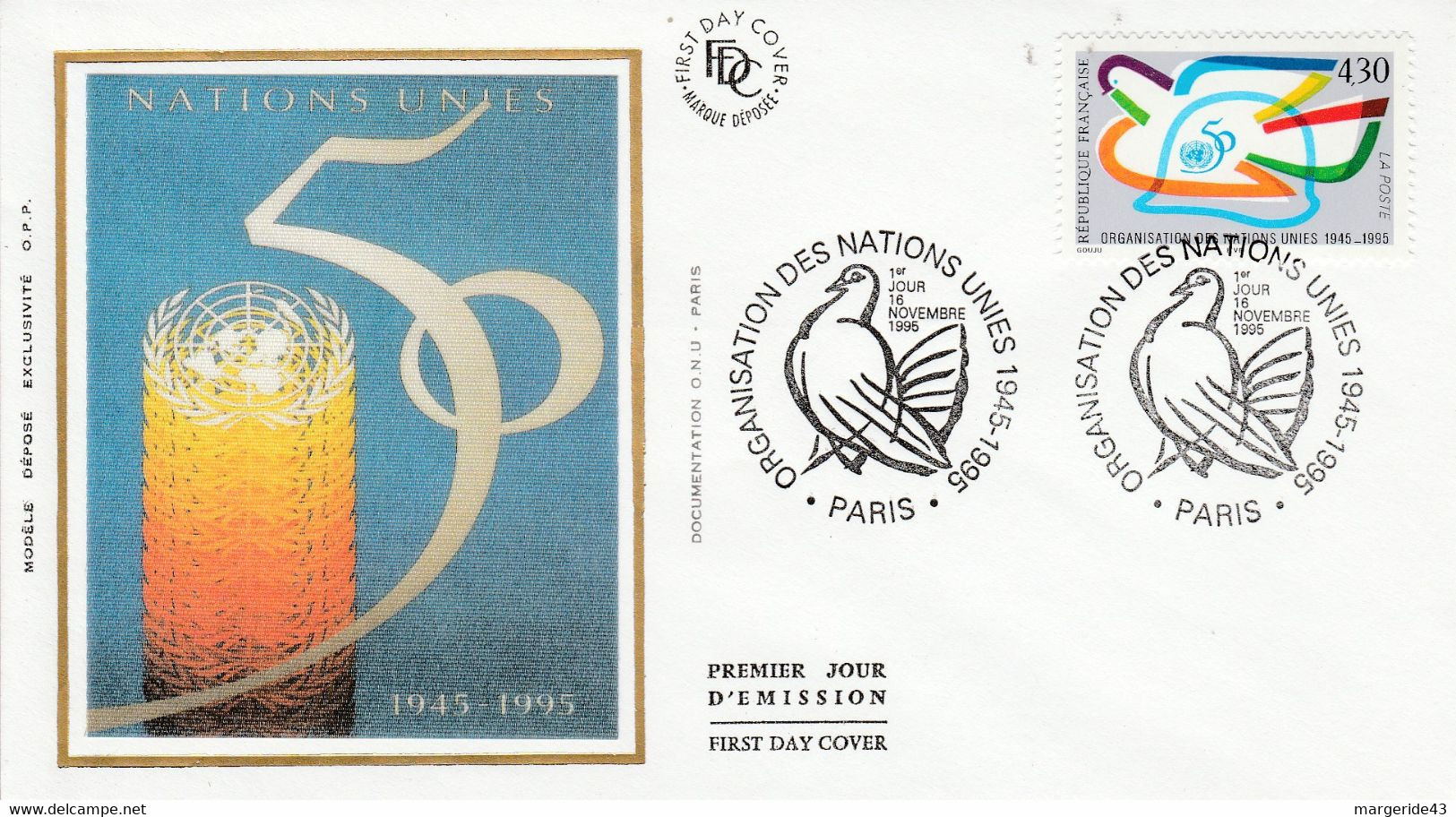 FDC 1995 50 ANS DE L'O N U - 1990-1999