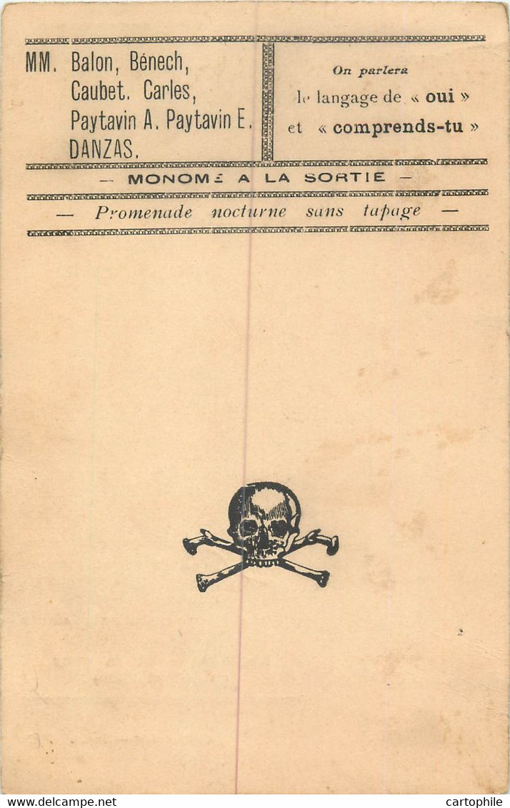 Rare Menu Escadrille Des Chiens Jaunes De Castelsarrasin 1922 Enterrement D'un Membre - Vol Aviation WW1 Pionniers As - Aviation