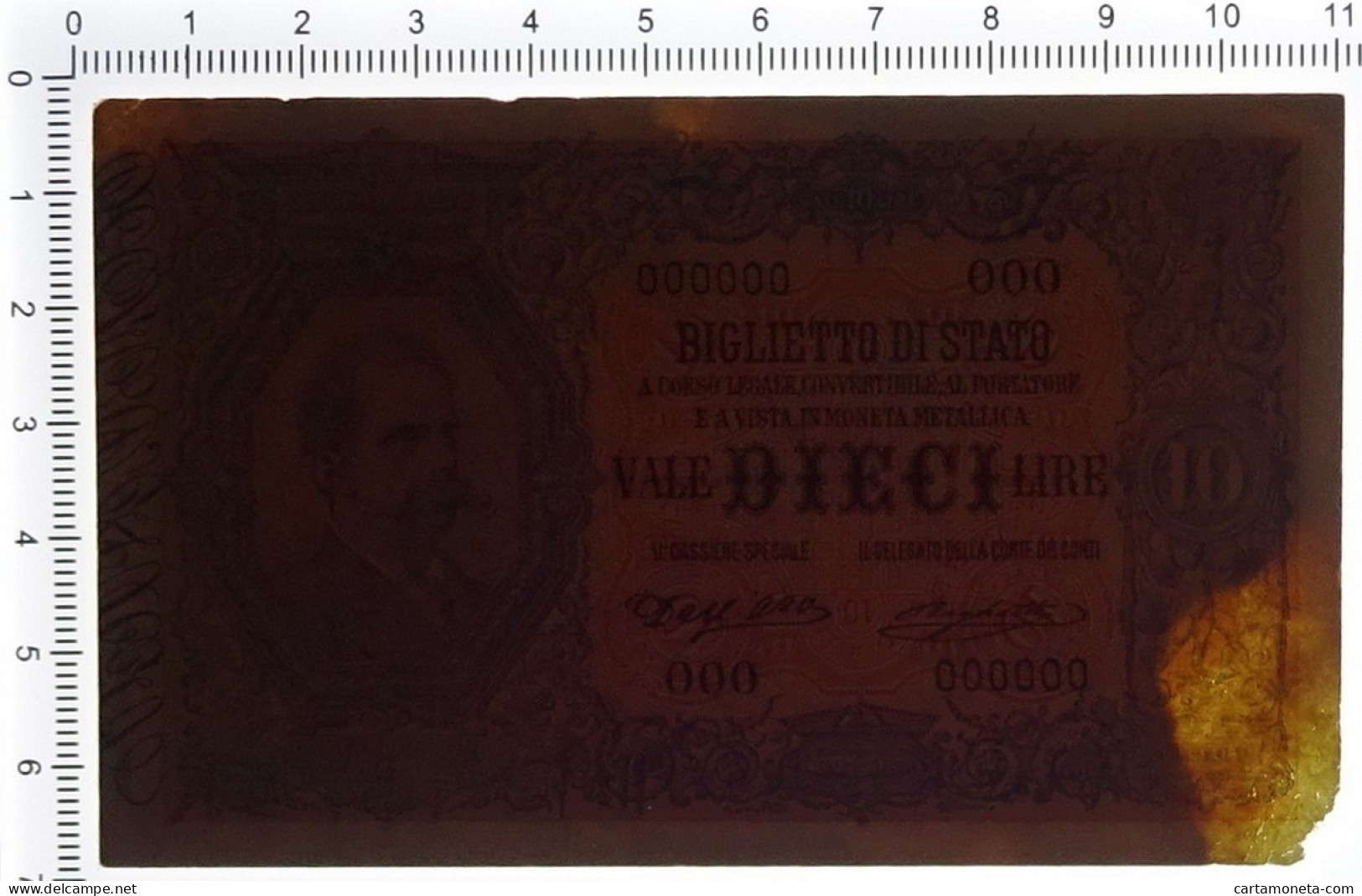 10 LIRE PROVA FRONTE BIGLIETTO DI STATO EFFIGE UMBERTO I 21/09/1902 BB - Otros