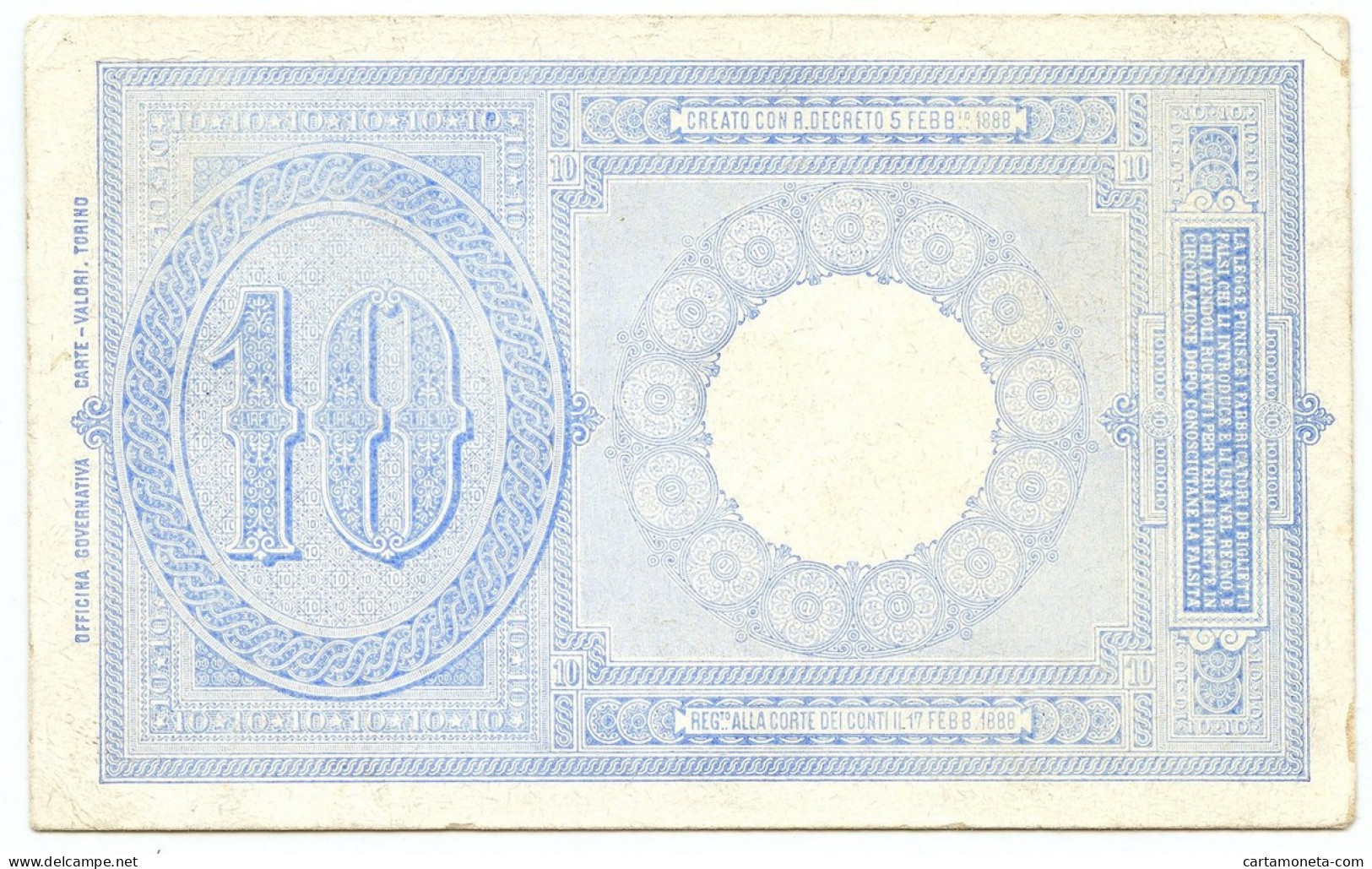 10 LIRE PROVA RETRO BIGLIETTO DI STATO EFFIGE UMBERTO I 21/09/1902 SPL - Andere