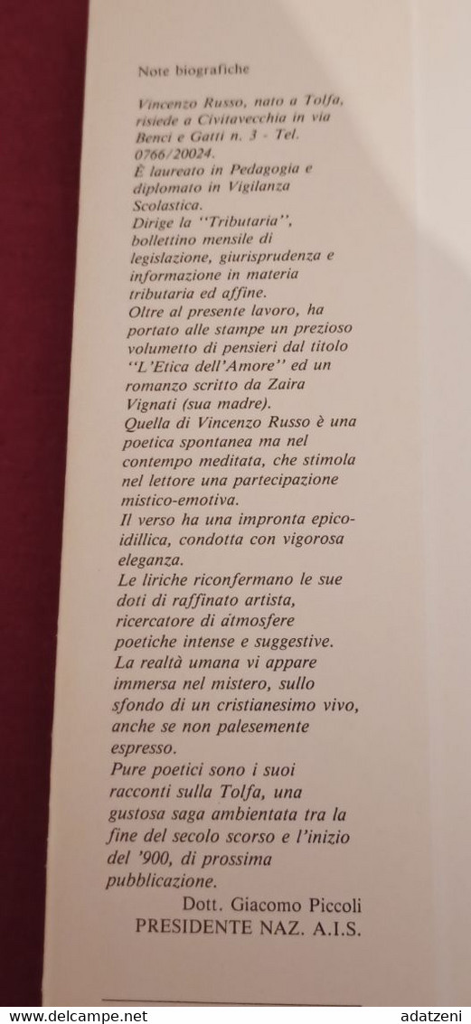 VERSO LA VALLE DEL SOLE POESIE DI VINCENZO RUSSO PRESENTAZIONE DI MAURIZIO CARELLO PRIMA PAGINA DEDICA DELL'AUTORE STAMP - Poëzie