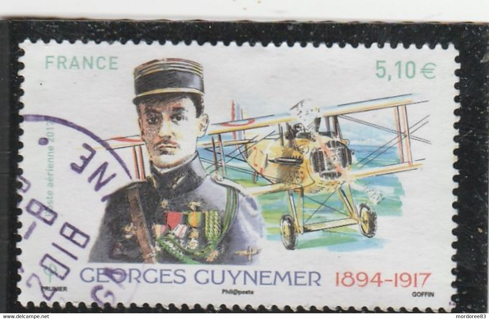 FRANCE 2017 GEORGES GUYNEMER OBLITERE A DATE  YT PA 81 - - 1960-.... Used