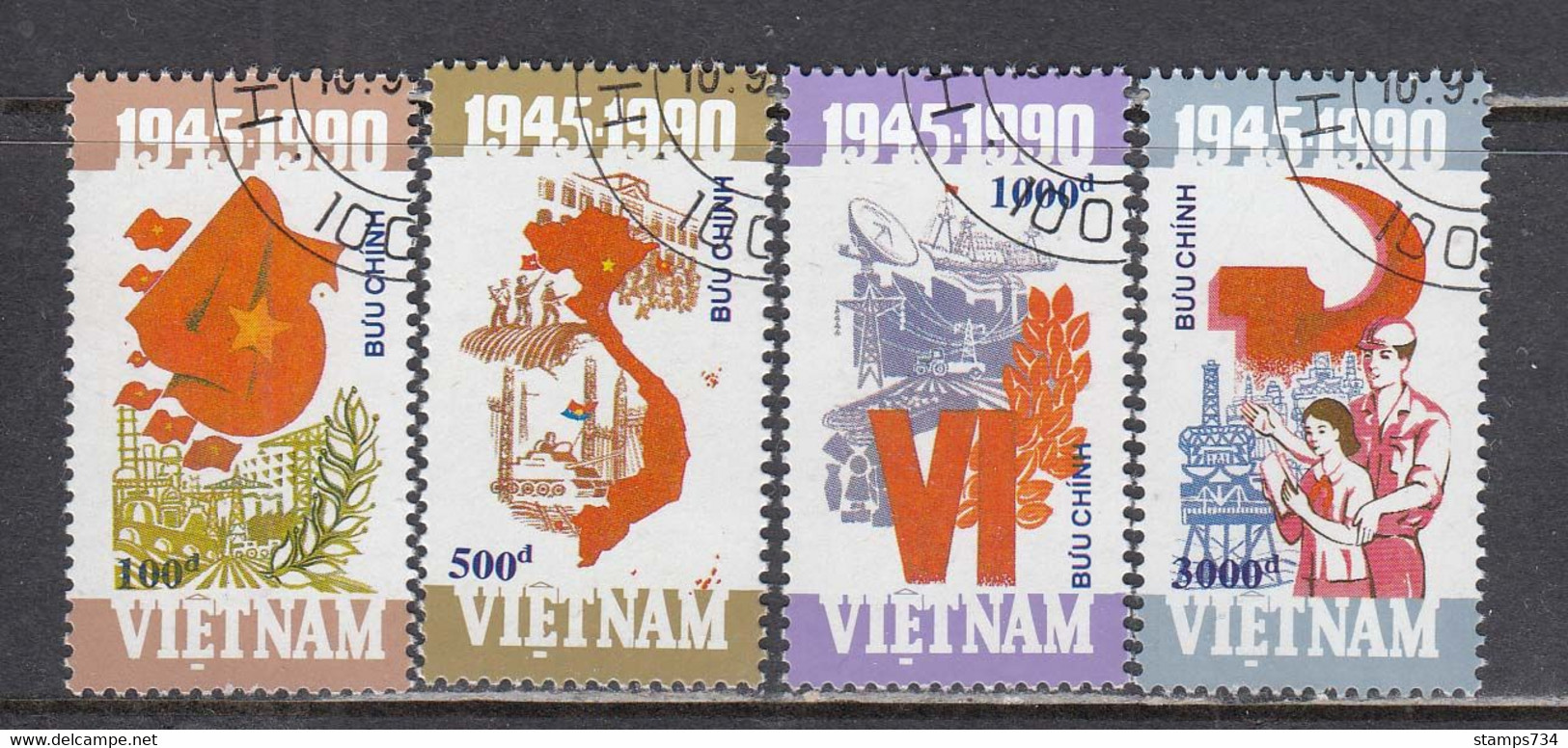 Vietnam 1990 - 45e Ann. De La Republique, Mi-Nr. 2236/39, Dent., Used - Vietnam