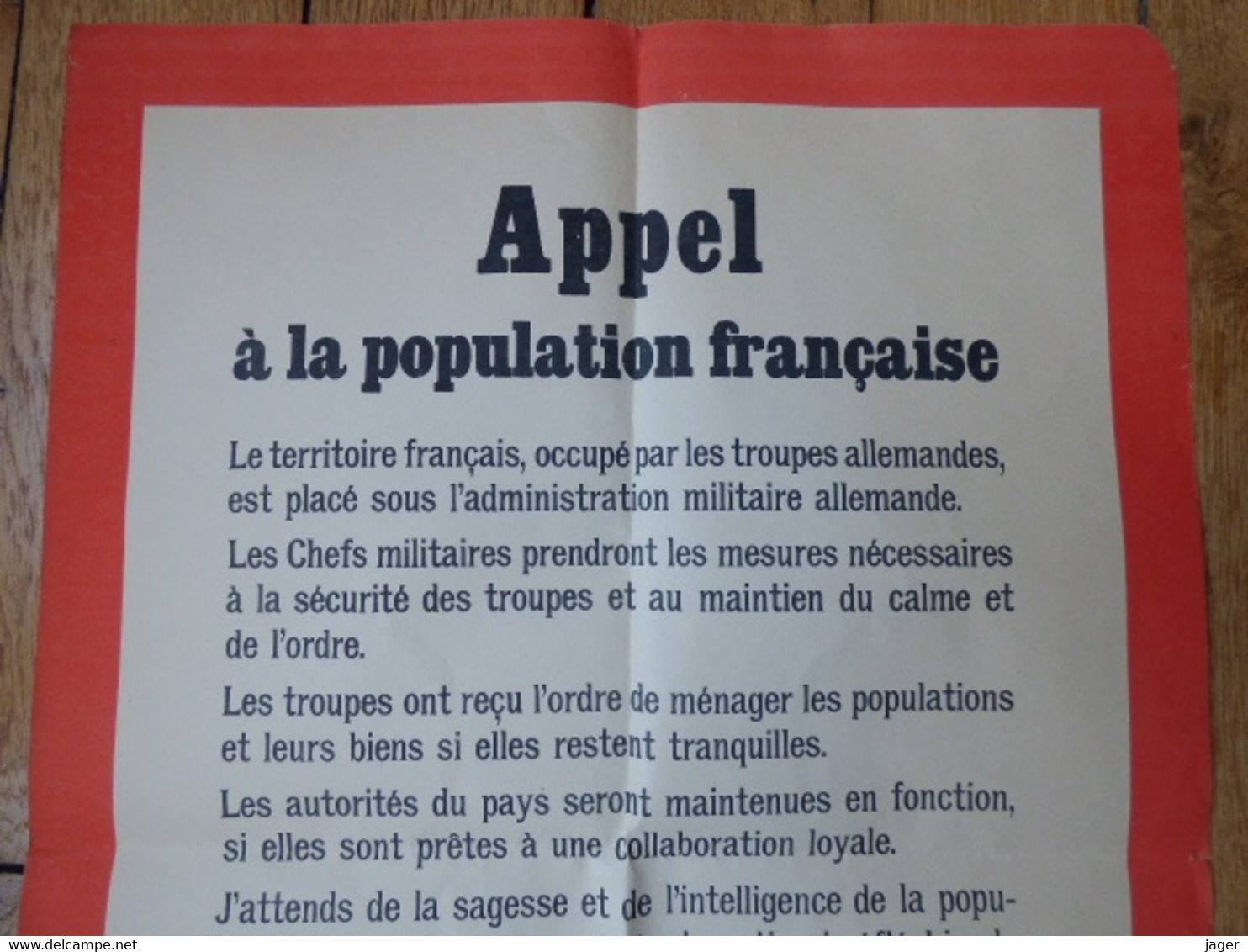Affiche  Allemande 1940 Invasion Pour La Population Française - 1939-45