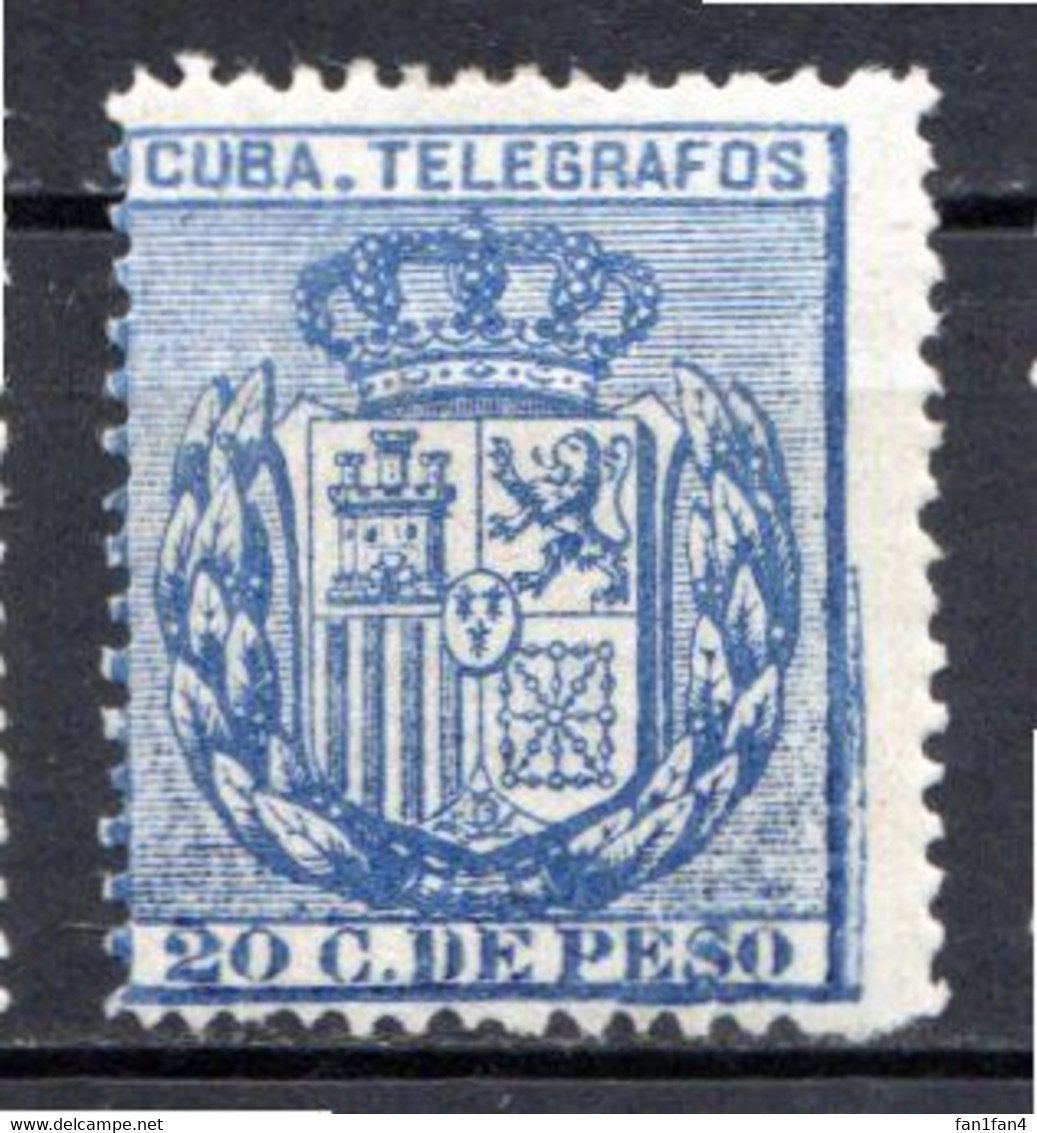 CUBA - (Occupation Espagnole) - 1894 - Télégraphe - N° 76 - 20 C. Bleu - (Armoiries) - Telegraphenmarken