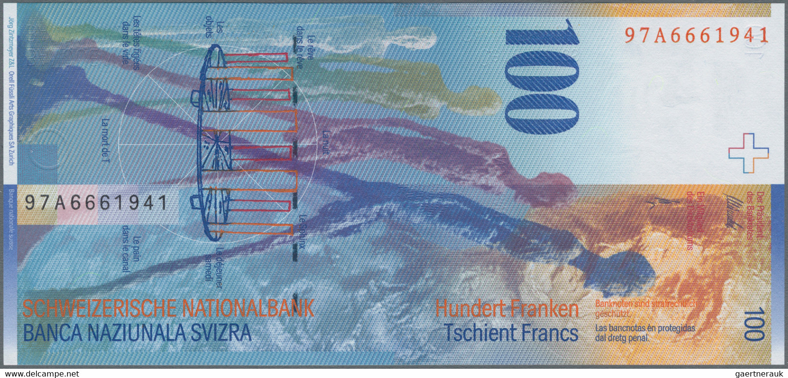 Switzerland / Schweiz: Very nice set with 9 banknotes, comprising 3x 10, 2x 20, 2x 50, 100 and 200 F