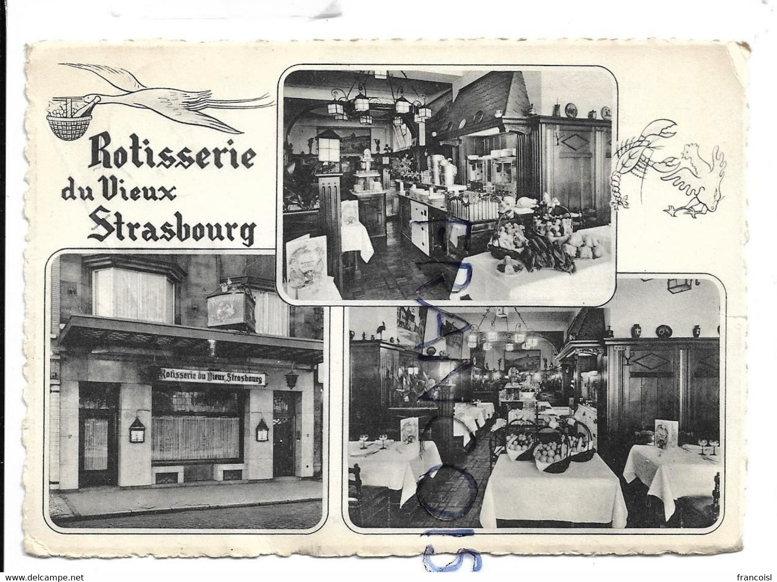 Bruxelles. Carte Mosaïque. Rôtisserie Du Vieux Strasbourg, Bld Du Jardin Botanique. - Cafés, Hôtels, Restaurants