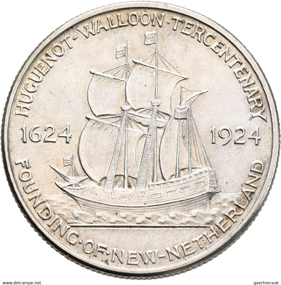 Vereinigte Staaten Von Amerika: ½ Dollar 1924, Huguenot-Walloon Tercenetary, KM# 154, Feinste Kratze - Otros & Sin Clasificación