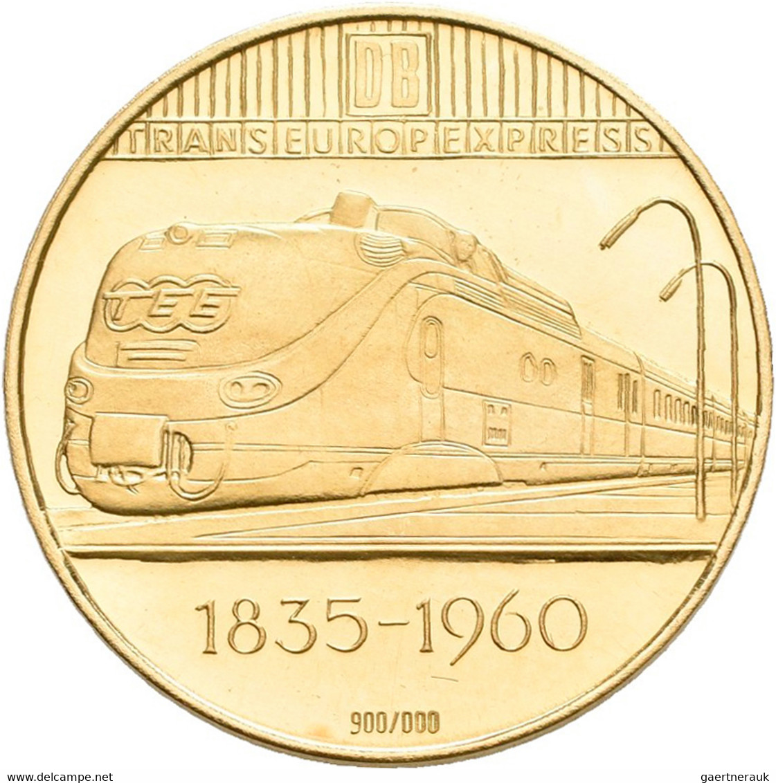 Medaillen alle Welt: Lot 4 Goldmedaillen, dabei: 125 Jahre Deutsche Eisenbahn "Der Adler" (3,50 g 90