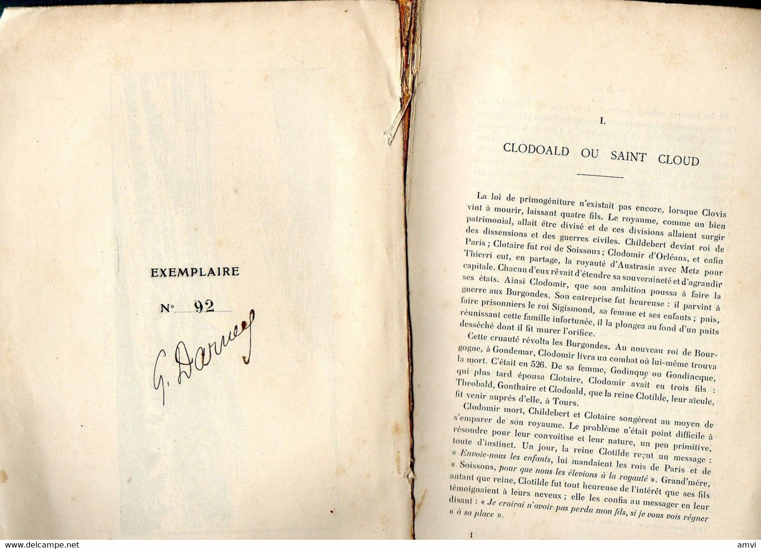 E02 - 20 DARNEY (G.) : Saint-Cloud, 1 Vol In-8 Broché, Montluçon 1903  Couverture Détachée ) Edition Originale Numérotée - Ile-de-France