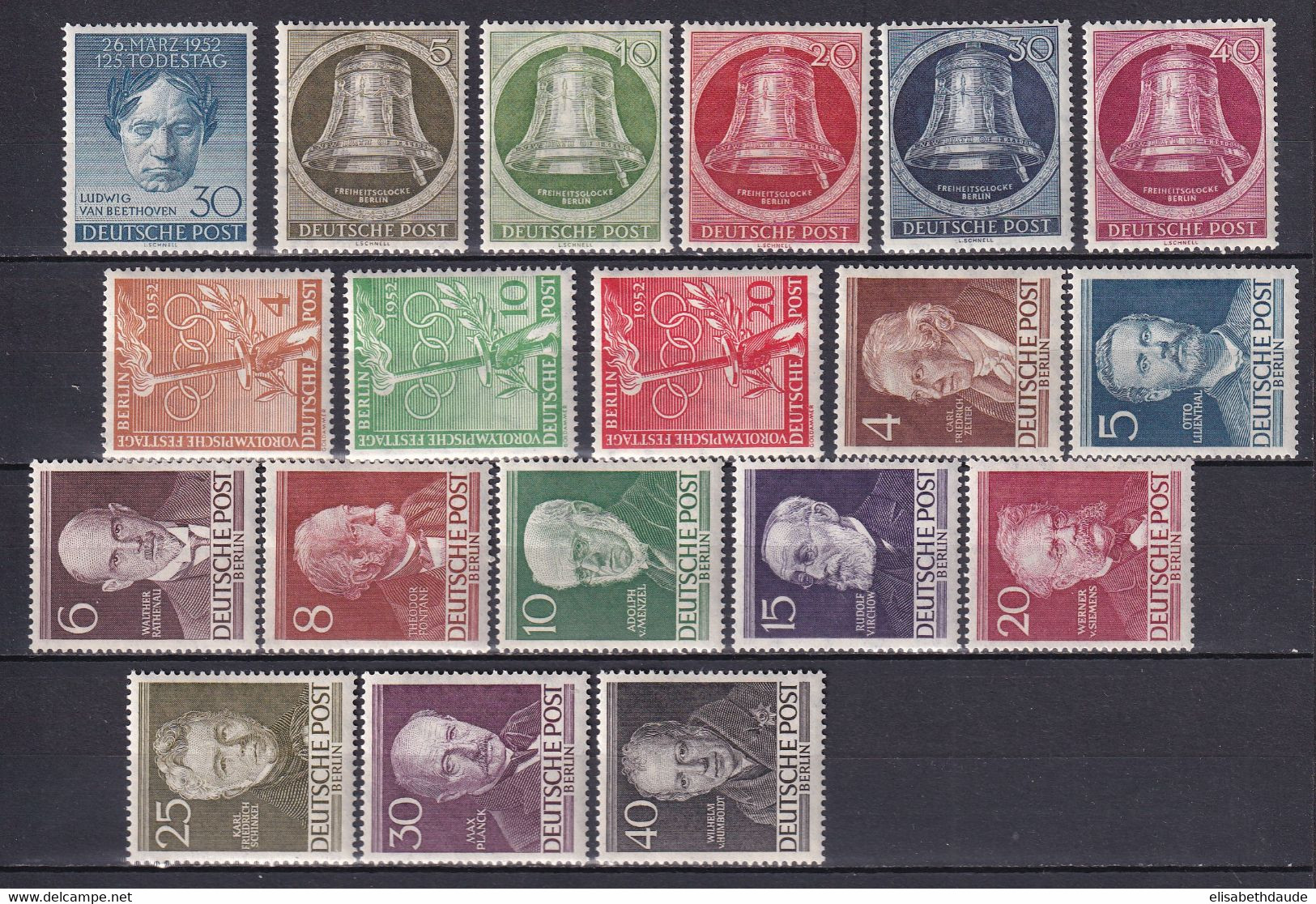 BERLIN - ANNEE COMPLETE 1952 ! YVERT N°68/86 * MLH (QUELQUES ** MNH Dont 84) - COTE = 210+ EUR. - Ungebraucht