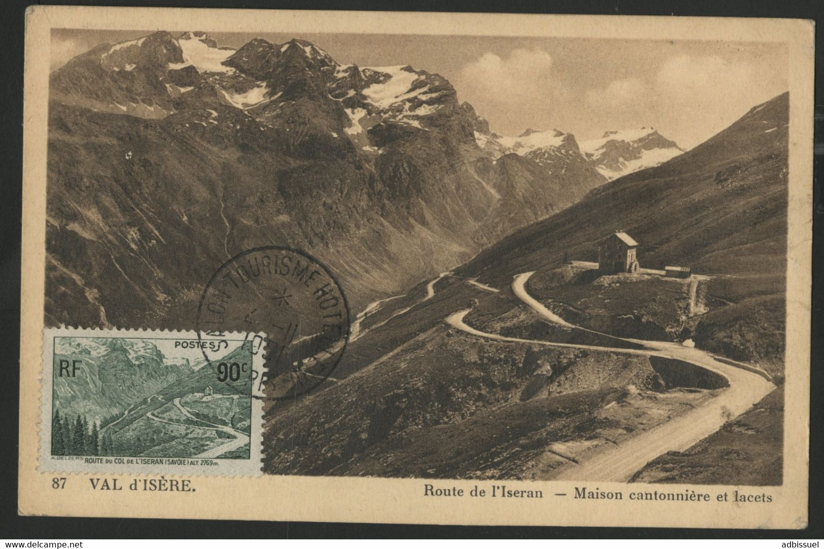 FRANCE N° 358 90 Ct COL DE L'ISERAN Sur Carte Maximum En 1951 (voir Description) - 1930-1939