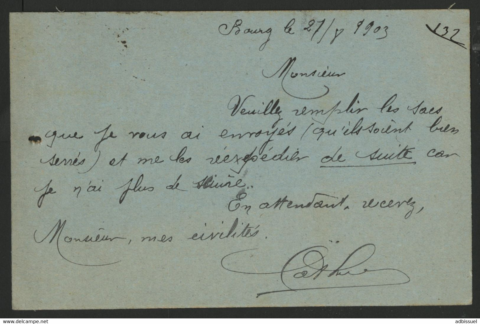 FRANCE N° 129 Sur CARTE ILLUSTREE D'UNE VOLAILLE DE BRESSE En 1903 (voir Description) - Farm