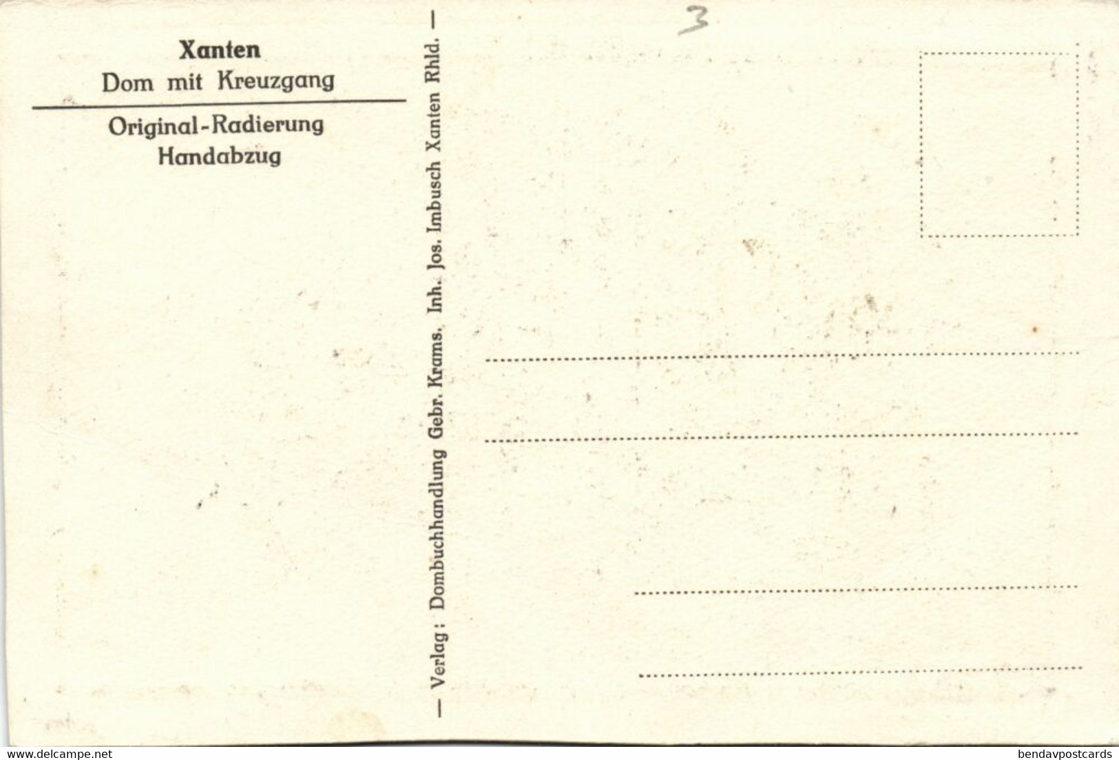 XANTEN Am Rhein, Dom Mit Kreuzgang, Original-Radierung Handabzug (1930s) AK - Xanten