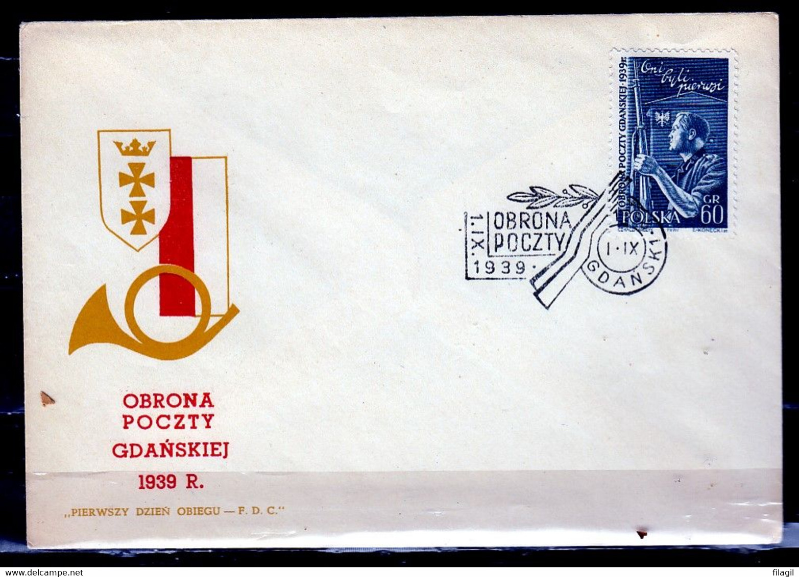 Brief Van Obrona Poczty Gdanski - Gouvernement Général