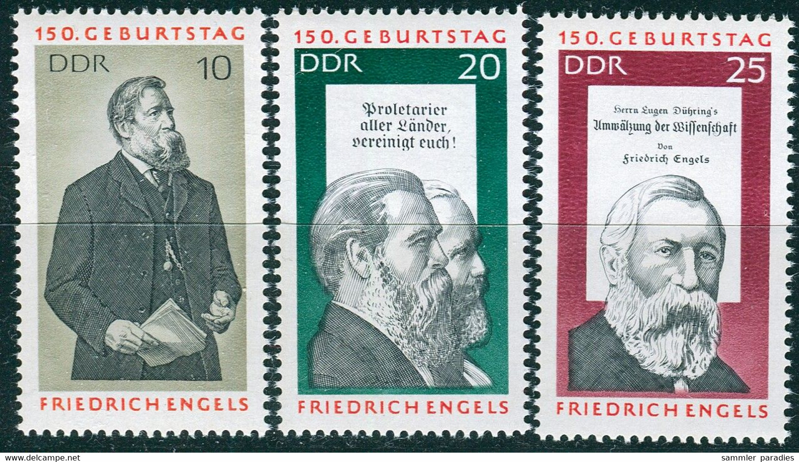 DDR - Mi 1622 / 1624 ✶✶ (B) - Fridrich Engels - Neufs