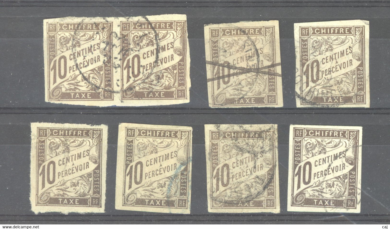 0co  554 -  Colonies Générales  -  Taxes  :  Yv  19  (o)   8 Valeurs - Postage Due