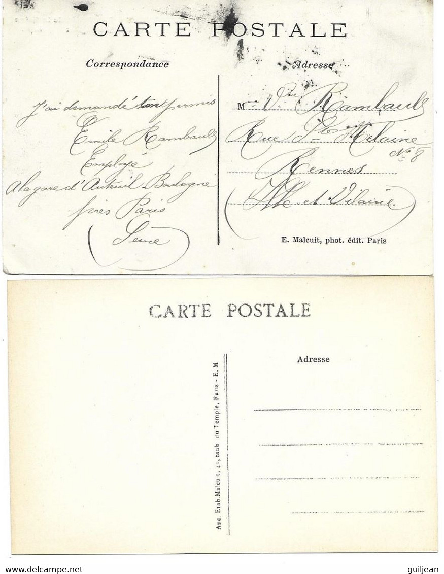 92 - BILLANCOURT - LOT DE 2 CPA - N° 1436 Bords De Seine Vue Prise De L'Ile Seguin Circulé - N° 169 Rue Des Peupliers NC - Boulogne Billancourt