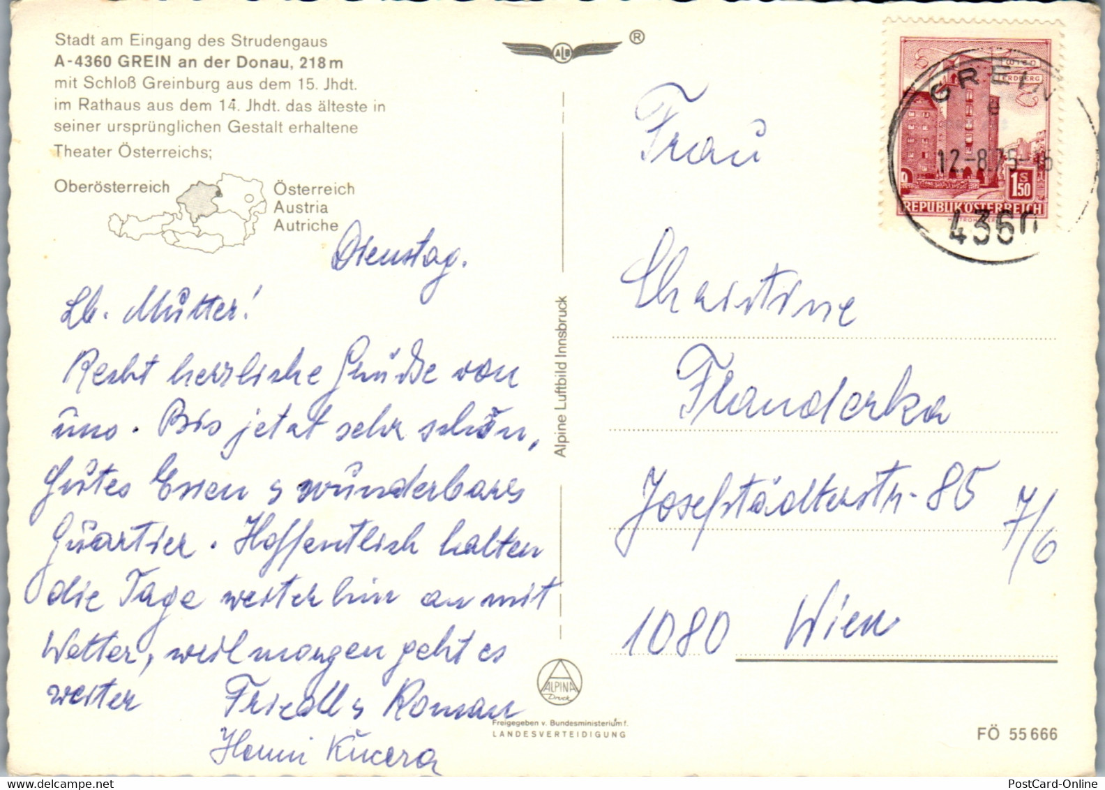 4316 - Grein An Der Donau , Schloß Greinburg , Strudengau , Rathaus , Theater - Gelaufen 1975 - Grein