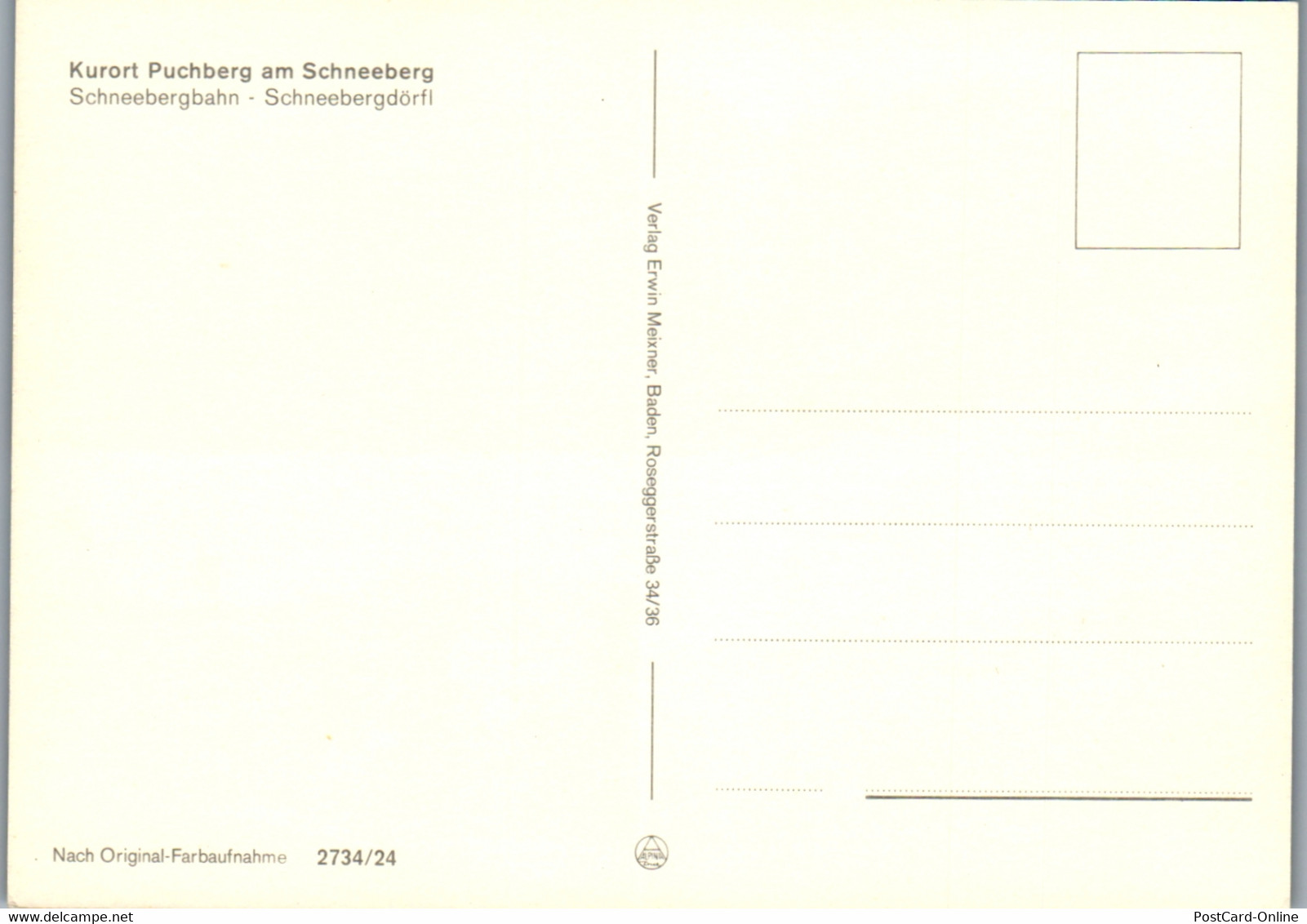 4403 - Puchberg Am Schneeberg , Schneebergbahn , Schneebergdörfl - Nicht Gelaufen - Schneeberggebiet