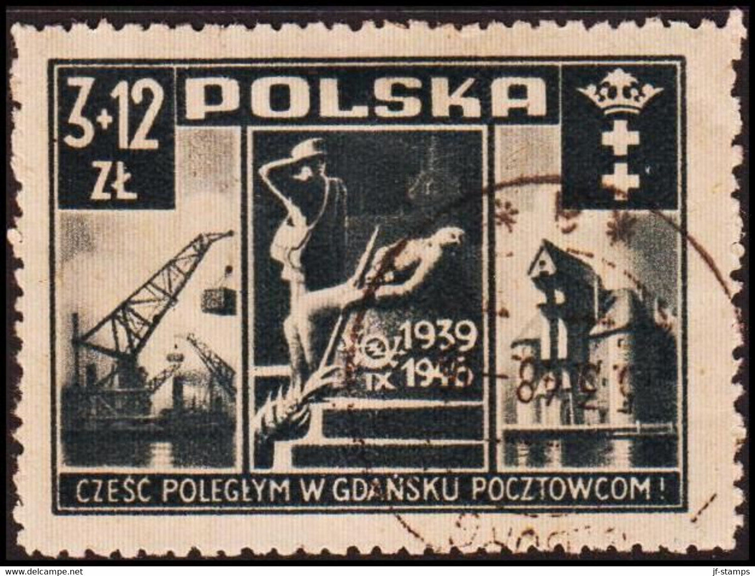 1946. POLSKA.  Danzig. Gdansk. 3 + 12 Zl.  (Michel 444) - JF413387 - Gobierno De Londres (En Exhilio)