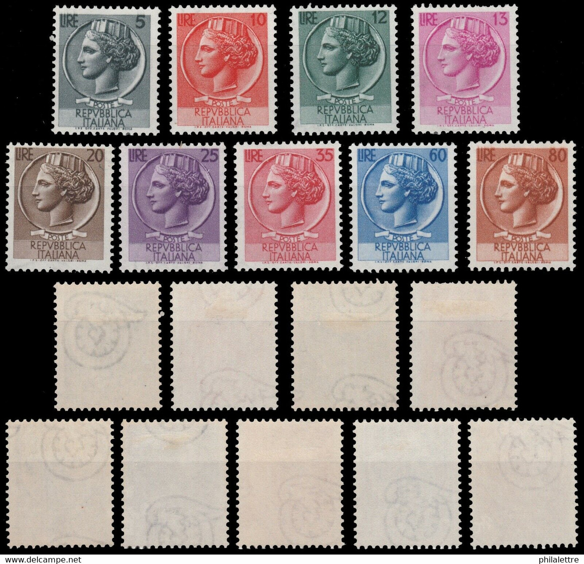 ITALIE / ITALIA / ITALY 1953 Sassone 710/718, Mi.884/91 Very Fine Mint* - 1946-60: Neufs