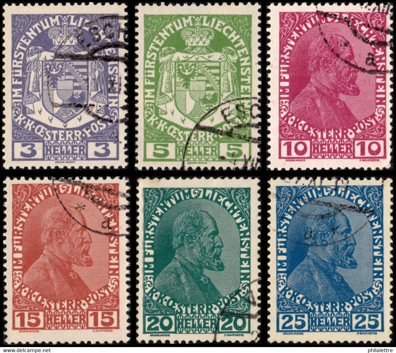 LIECHTENSTEIN 1917/19 - Mi.4-9 - Complete Set - VF Used - Oblitérés