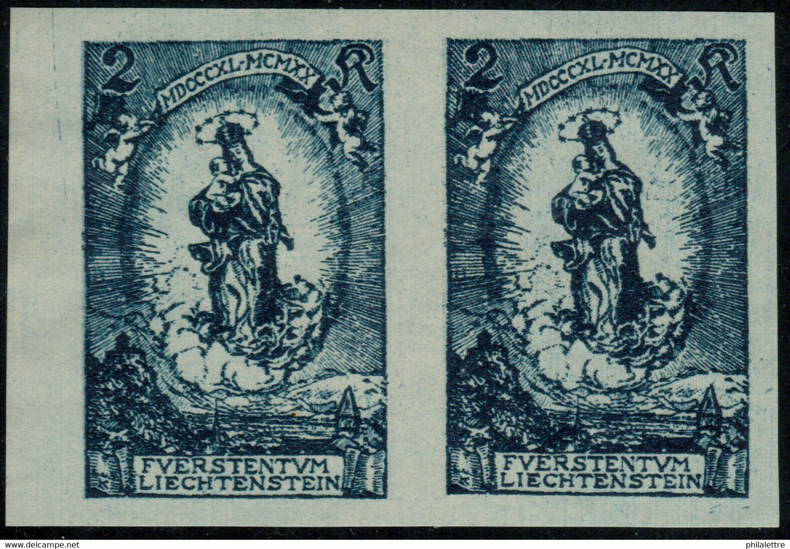 LIECHTENSTEIN 1920 - Mi.42 Imperf. Corner Pair - Mint** - Nuovi