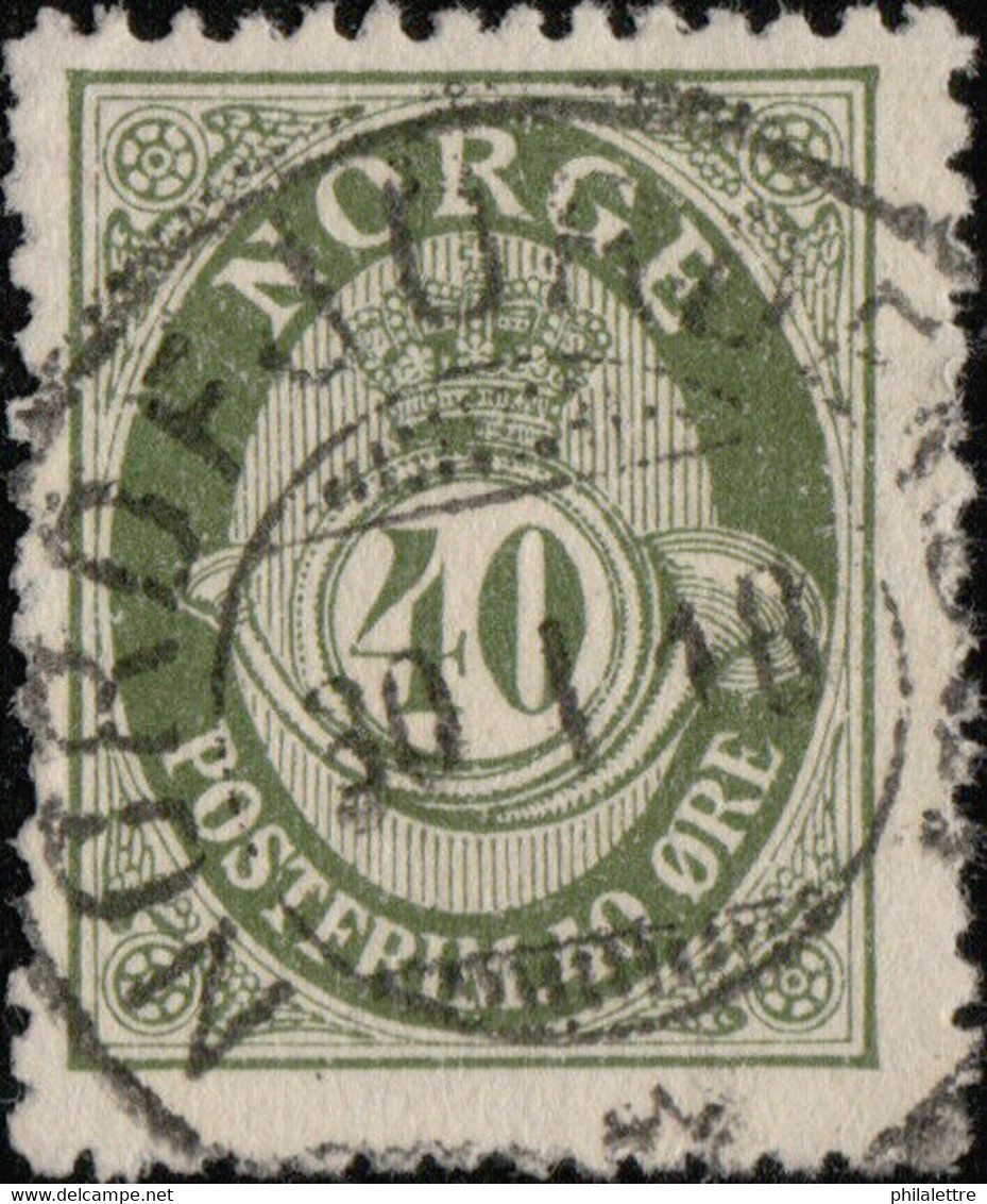 NORVÈGE / NORWAY / NORGE 1918 - "NORDFJORDEIDET" Date Stamp On Mi.86A 40Øre Olive Green - Gebraucht