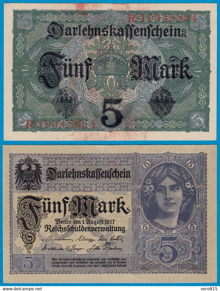 Deutschland - Germany 5 Mark 1917 Ro 54c Pick 56 VF+ (3+) Serie R  (18444 - Andere & Zonder Classificatie