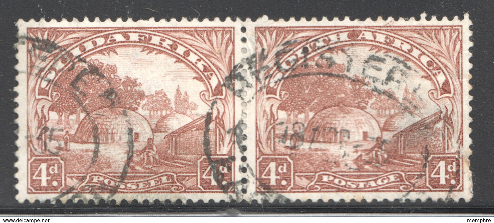 1932  4 D. Native Krall Rotogravure  Upright  Watermark SG 46 Used Pair - Usados