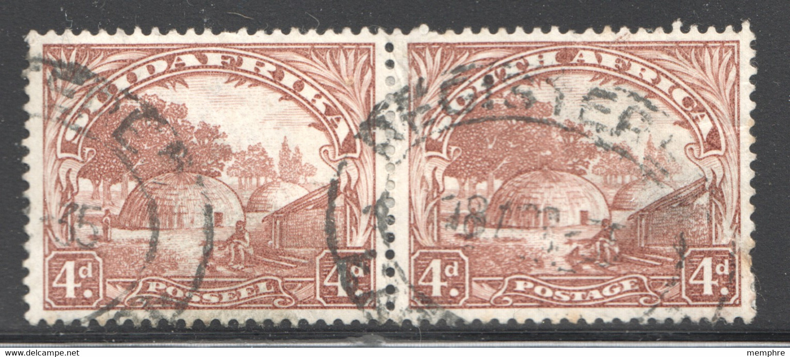 1932  4 D. Native Krall Rotogravure  Upright  Watermark SG 46 Used Pair - Gebruikt