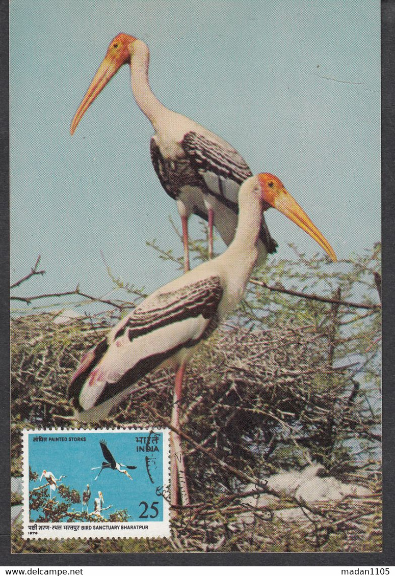 INDIA, 1976, MAX CARD WITH STAMP, Keoladeo Ghana Bird Sanctuary, Bharatpur, New Delhi Cancelled - Unclassified