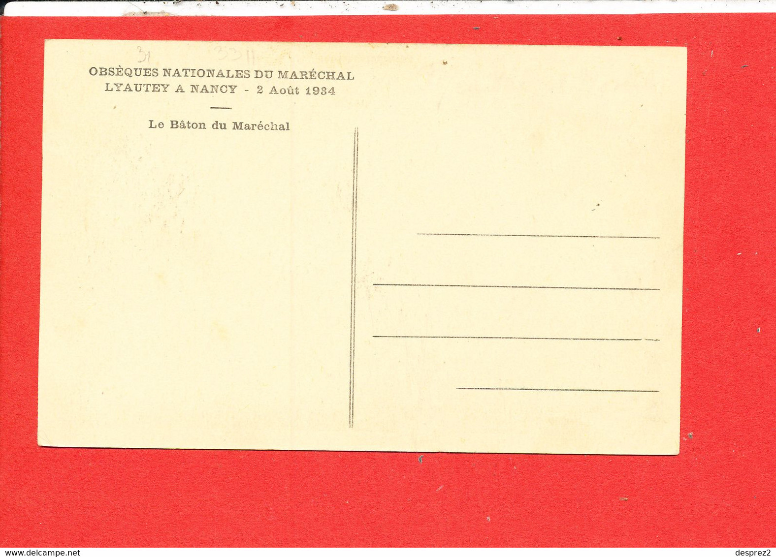 54 Funeraille Obseques Nationales Du Maréchal LYAUTEY à NANCY Le 02 Aout 1934 Cpa Animée - Funérailles