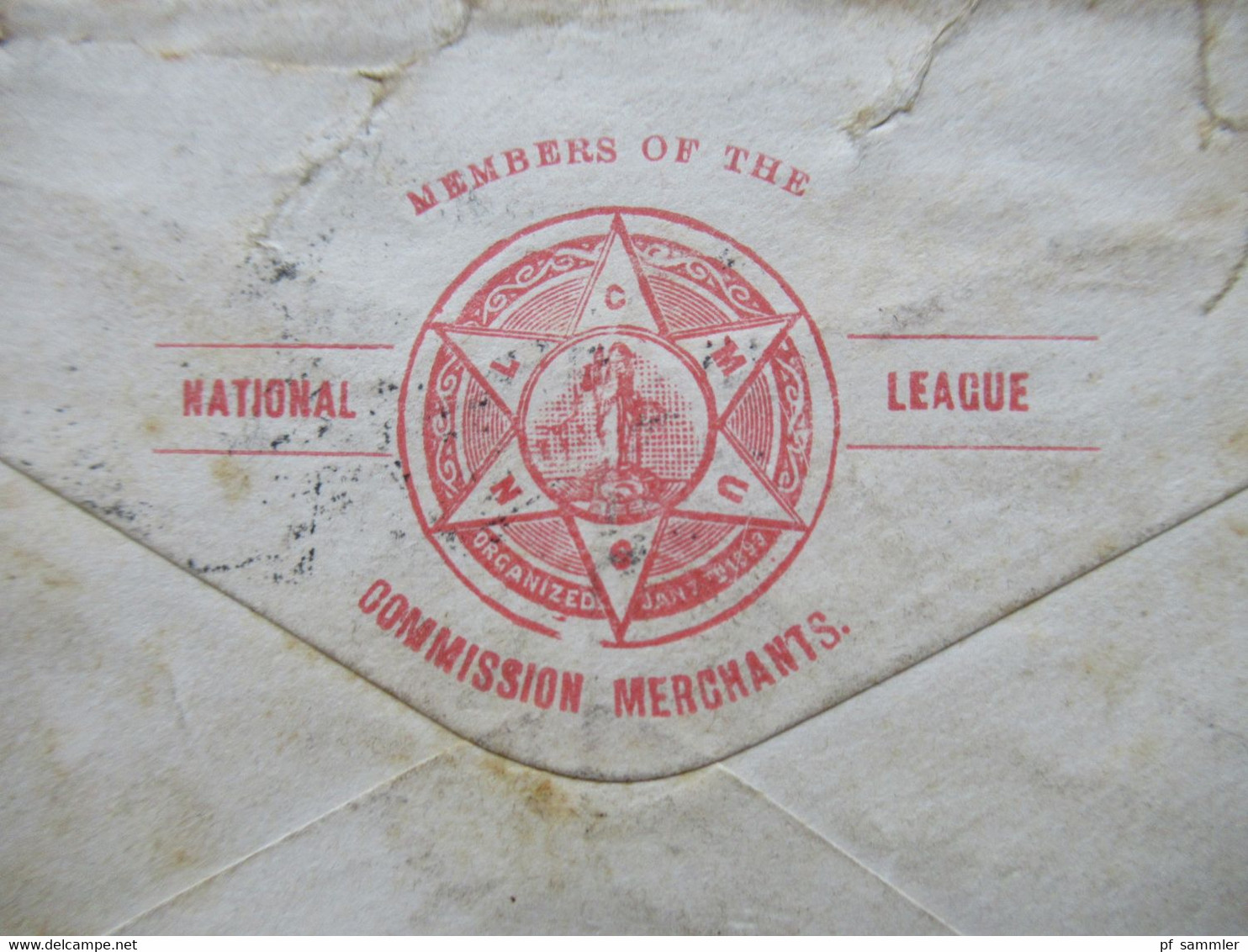 USA 1896 GA Umschlag mit 3 ZuF National League Commission Merchants nach Luxemburg Esch sur Alzette mit Ank. Stp.