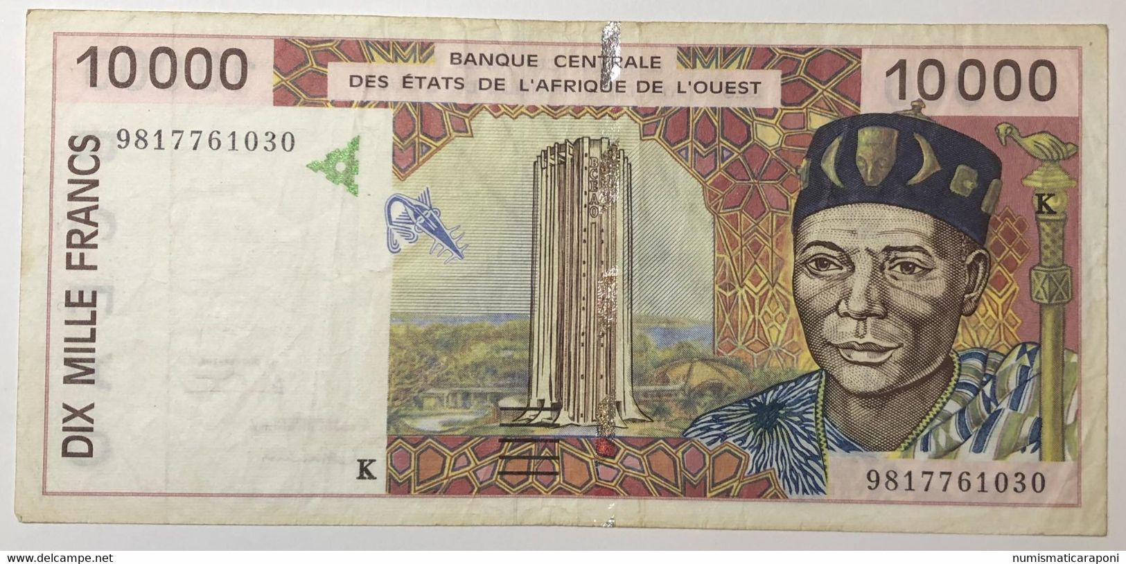 WEST AFRICAN STATE SENEGAL 10,000 10000 FRANCS 1996 P#114 K Bb Vf Lotto.2219 - Senegal