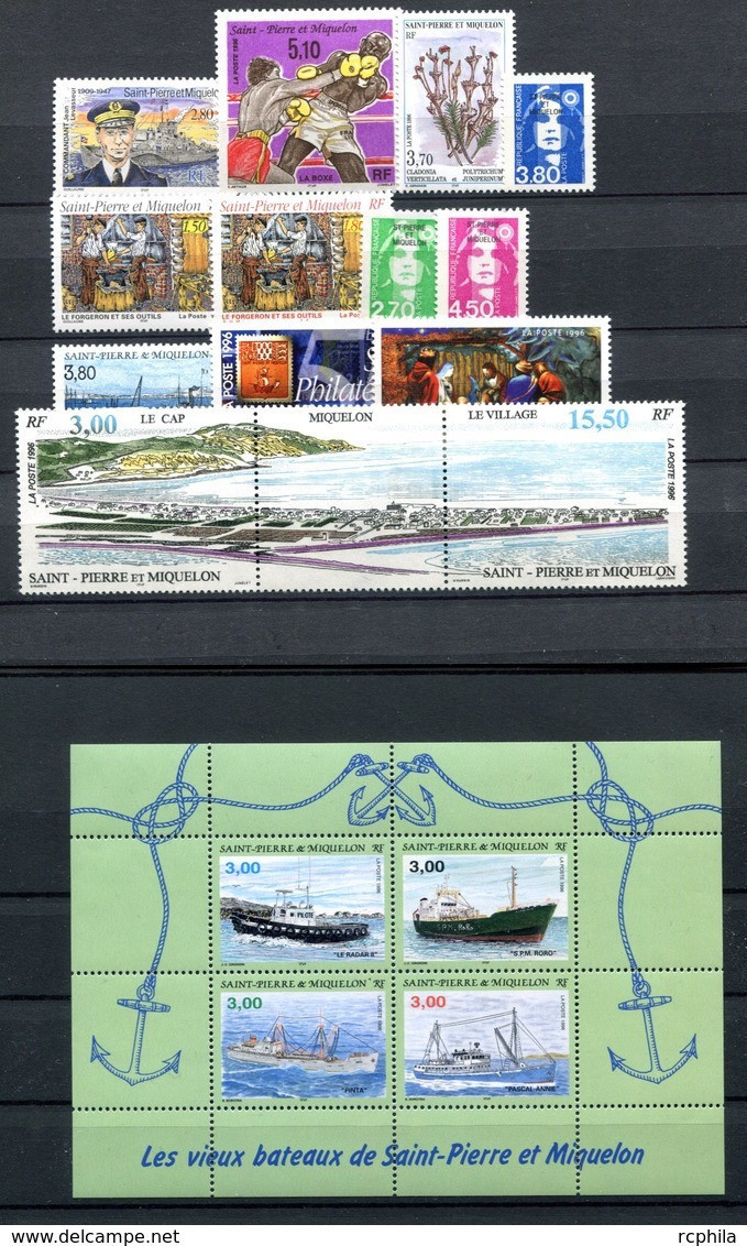 RC 16407 ST PIERRE ET MIQUELON COTE 34,90€ - 1996 ANNÉE COMPLETE SOIT 17 TIMBRES N° 624 / 640A NEUF ** MNH TB - Années Complètes