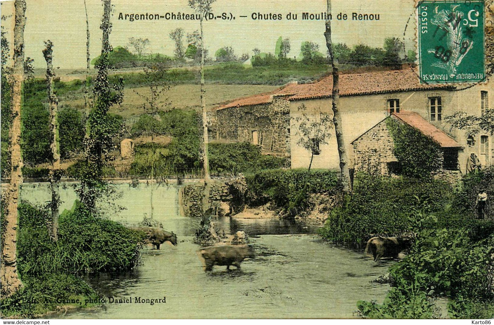 Argenton Château * Les Chutes Du Moulin De Renou * Minoterie ? * Cpa Toilée Colorisée - Argenton Chateau